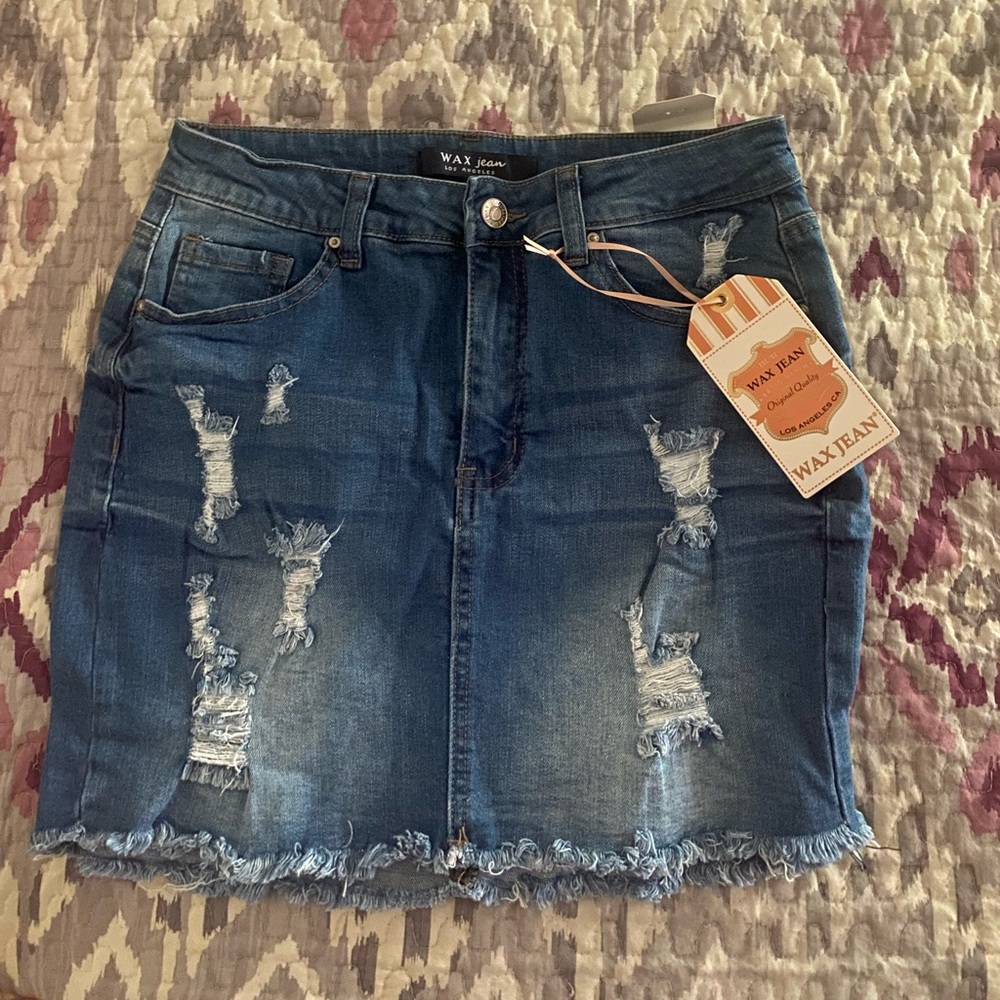 Fashion Nova Distressed Denim Mini Skirt